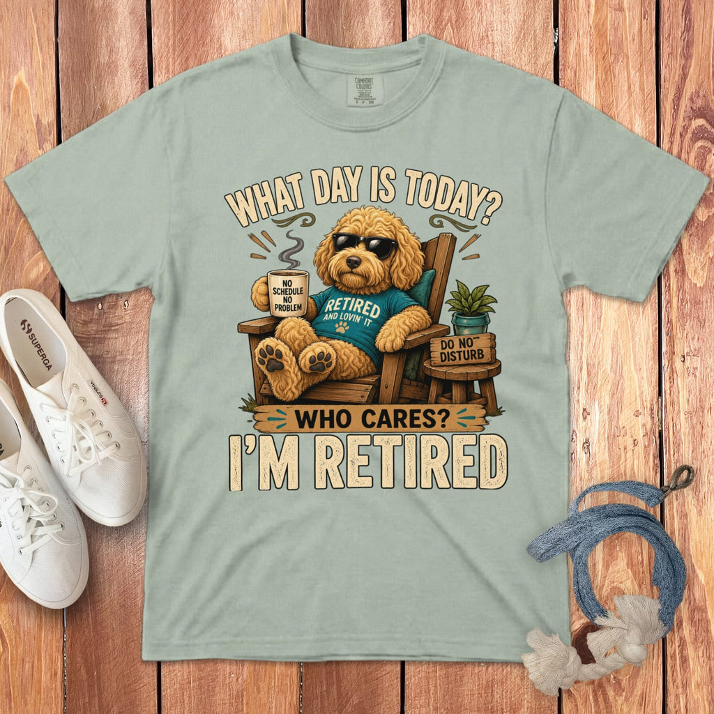 I'm Retired Golden Goldendoodle Signature T-Shirt in Bay / S by Puppy Jo