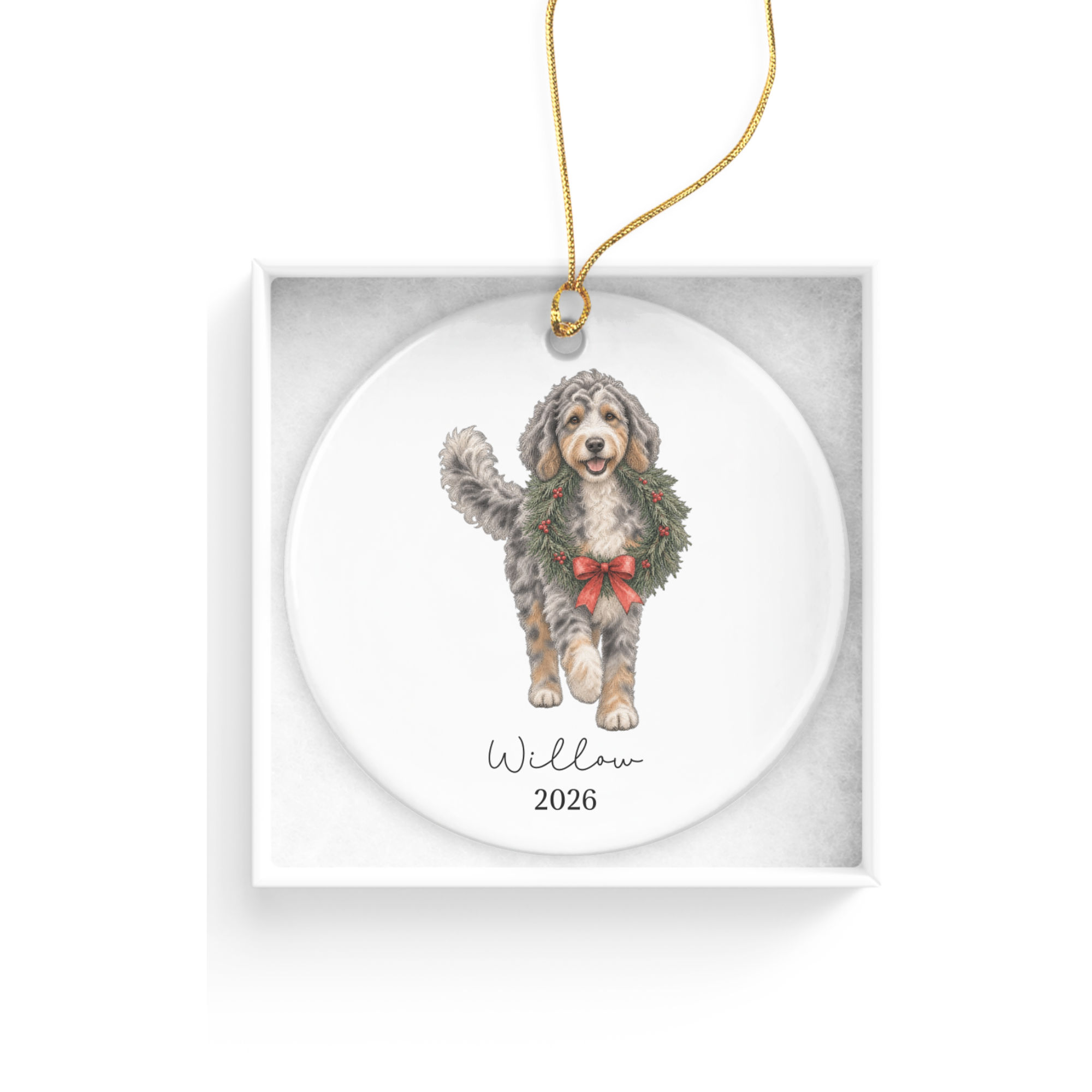 Aussiedoodle Wreath Ornament