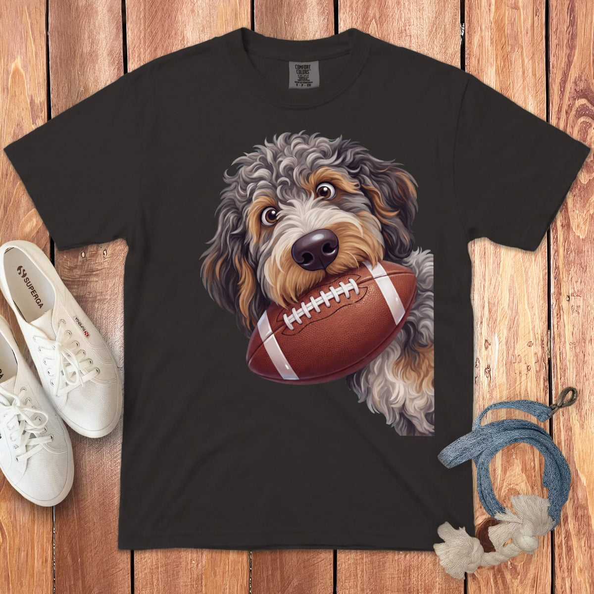 Aussiedoodle Football Signature T-Shirt in Graphite / S by Puppy Jo