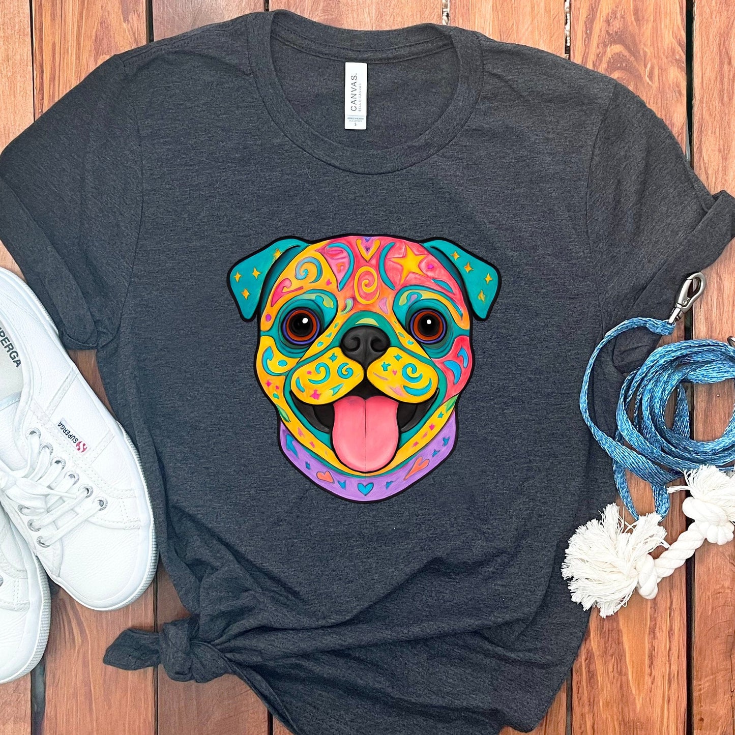 Colorful Artistic Pug Dog Graphic T-shirt product