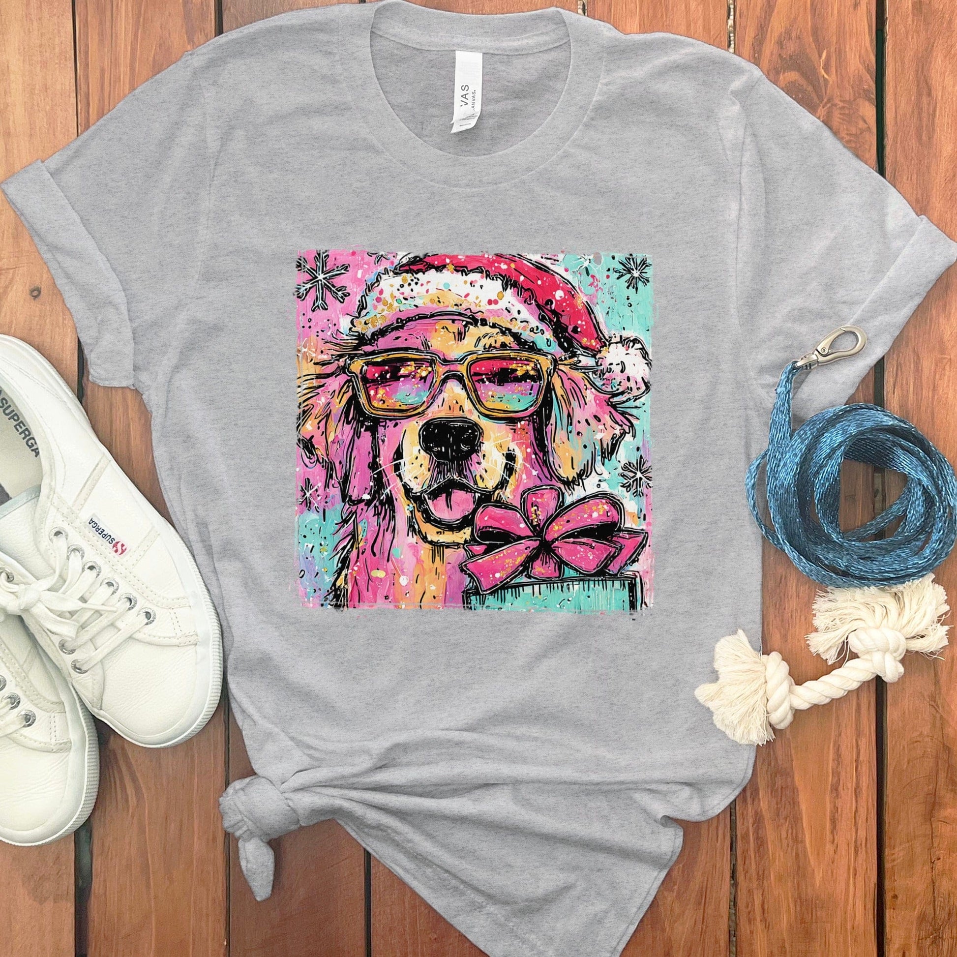 Festive Dog in Santa Hat with Cool Sunglasses product