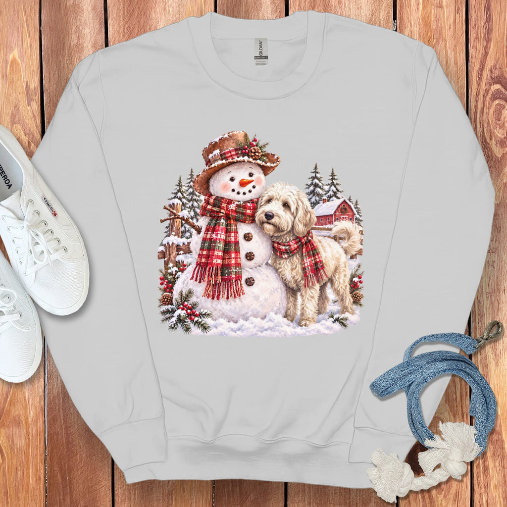 Maltipoo Christmas Snowman Sweatshirt in Sport Grey / S by Puppy Jo