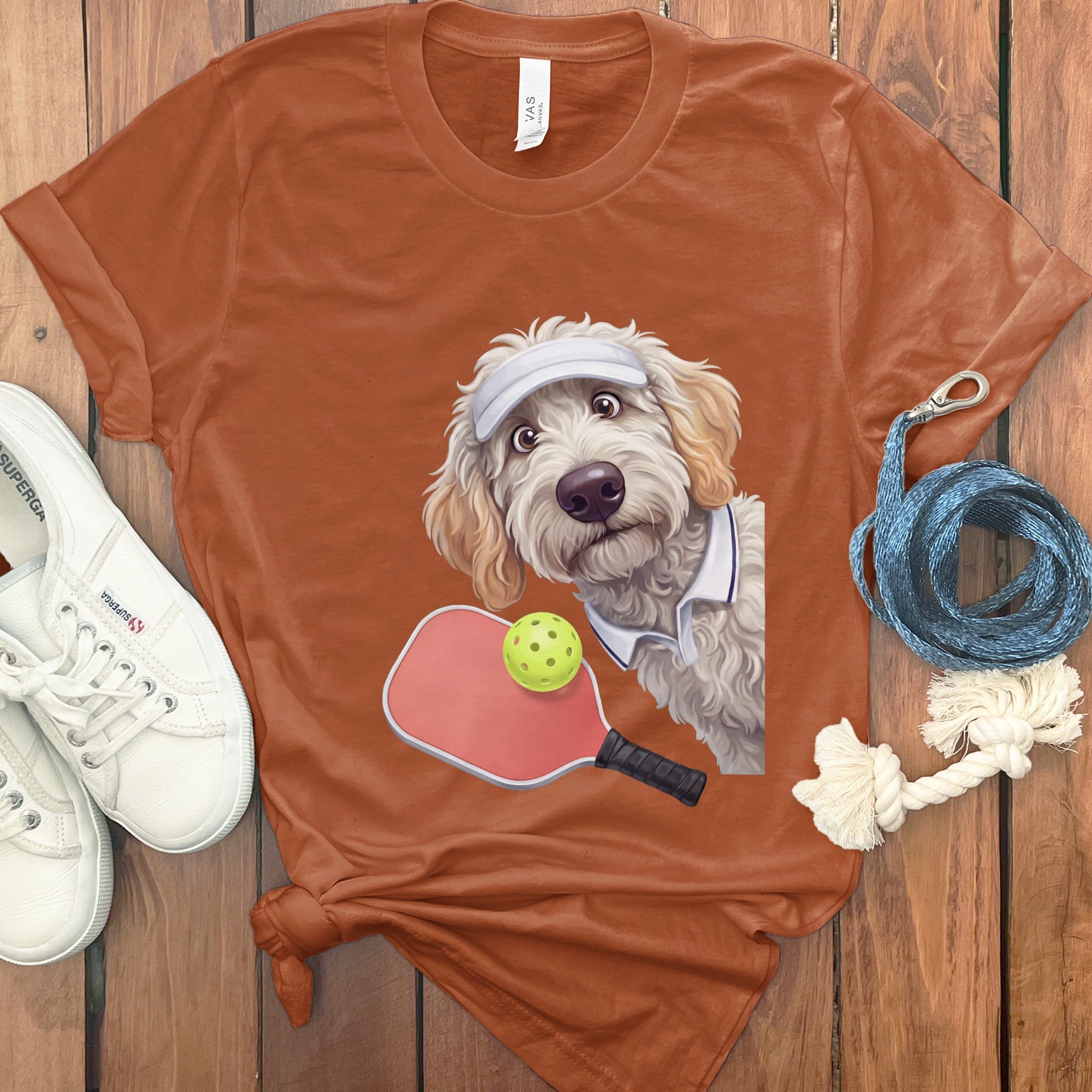 Maltipoo Pickleball Player T-Shirt in Autumn / S by Puppy Jo