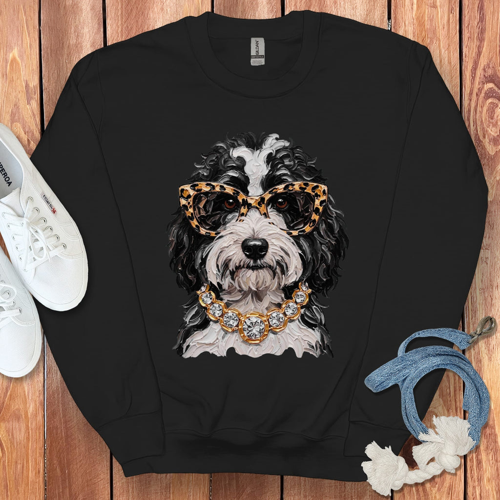 Sheepadoodle Glam Sweatshirt in Black / S by Puppy Jo