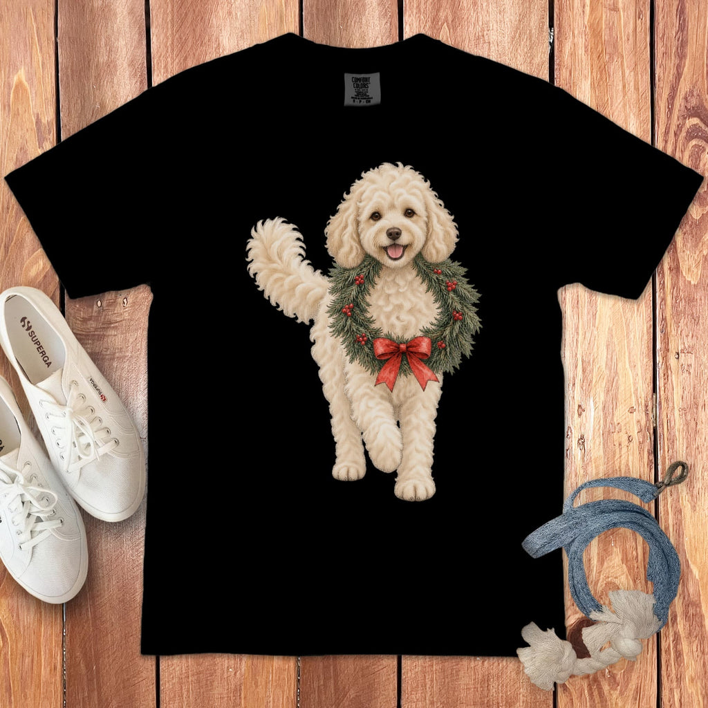 Maltipoo Wreath Signature T-Shirt in Black / S by Puppy Jo