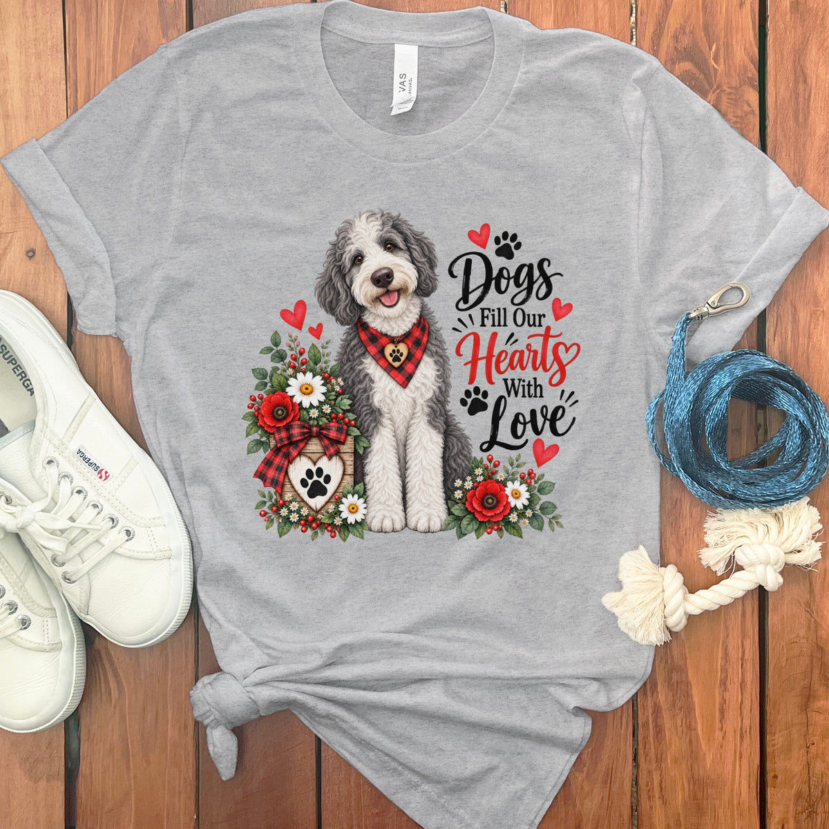 Sheepadoodle Hearts Love T-Shirt