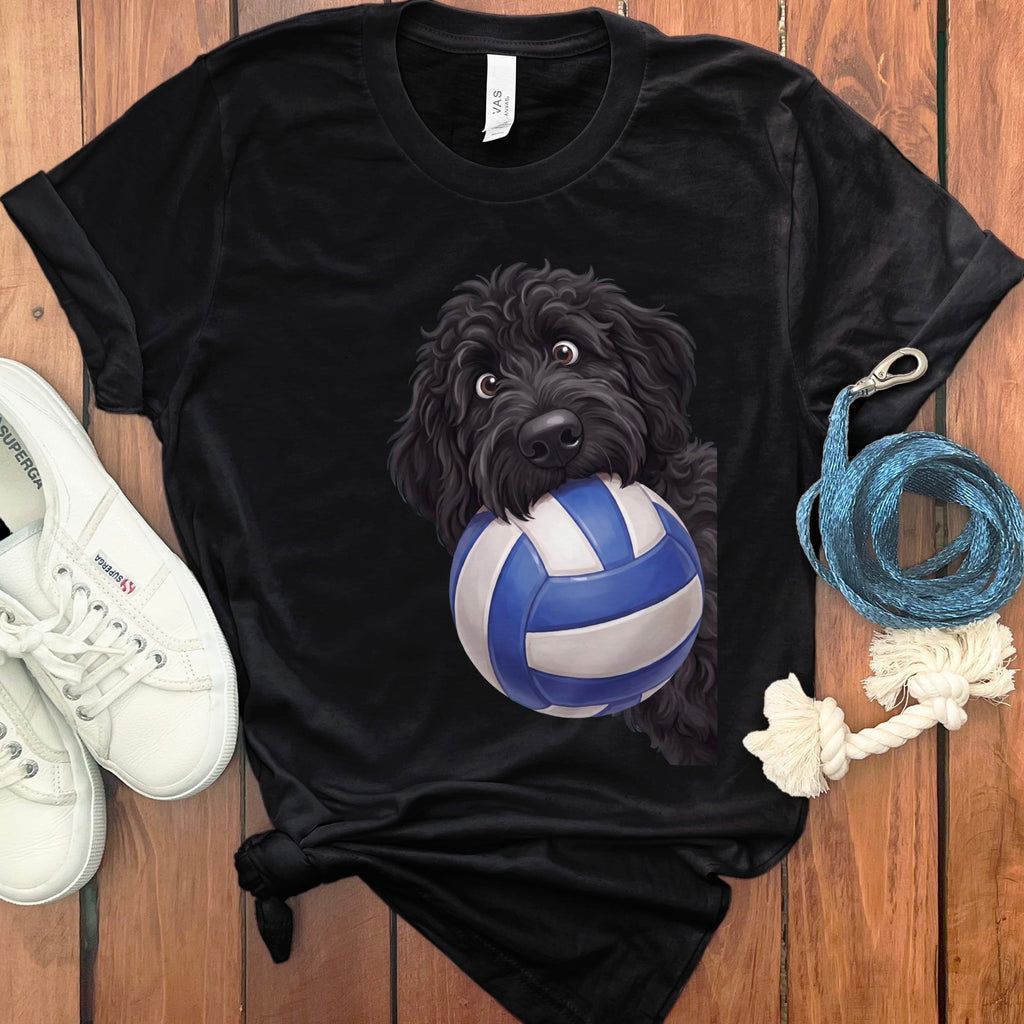 Black Goldendoodle Volleyball T-Shirt in Black / S by Puppy Jo