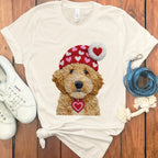 Cute Puppy with Heart Hat Graphic T-Shirt