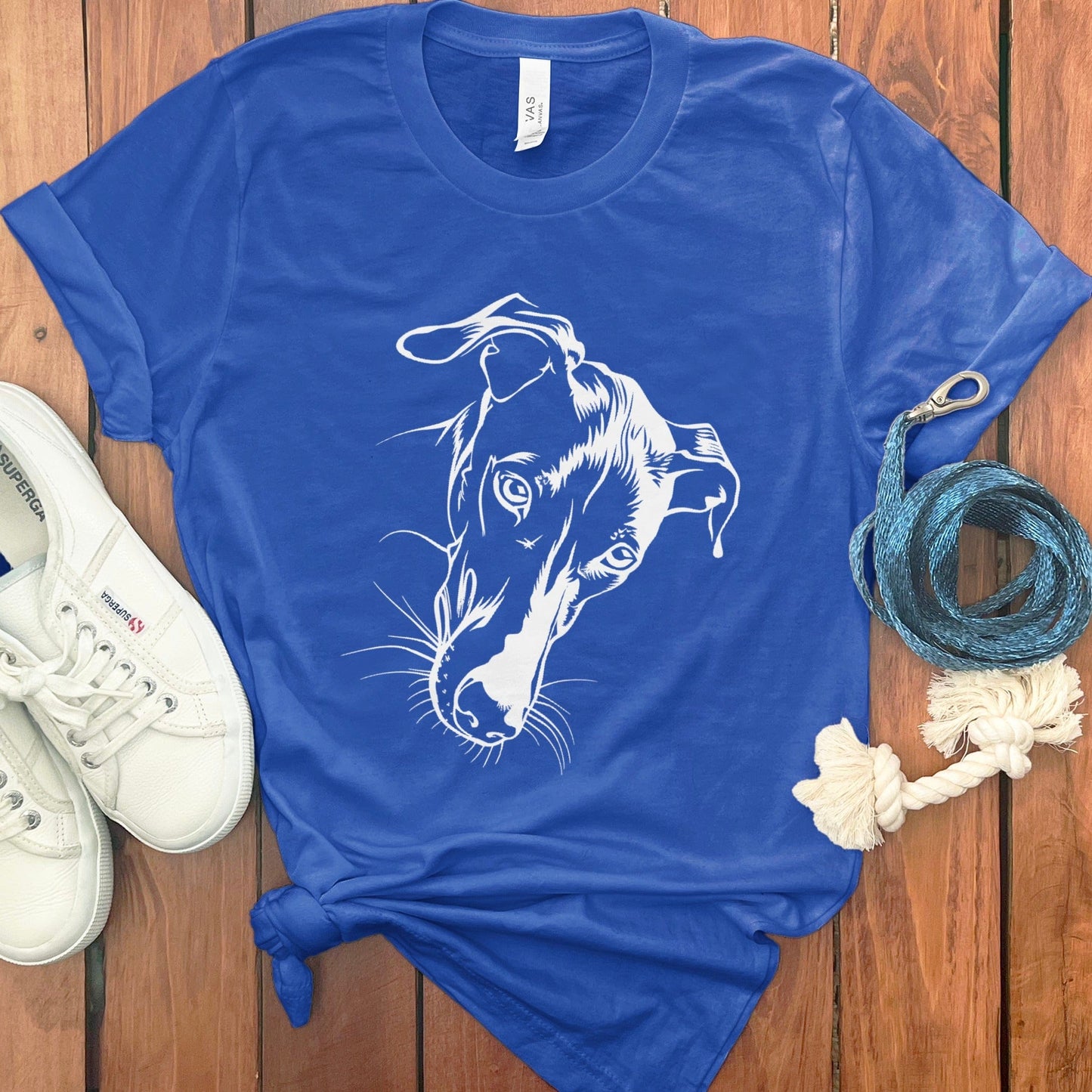 Stylish Blue Tee with Artistic Dog Print product