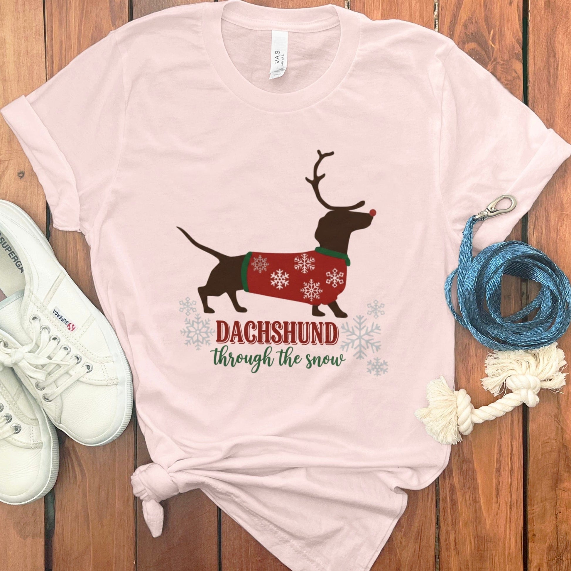 Festive Dachshund Through the Snow Graphic Shirt product