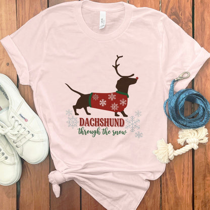 Festive Dachshund Through the Snow Graphic Shirt product