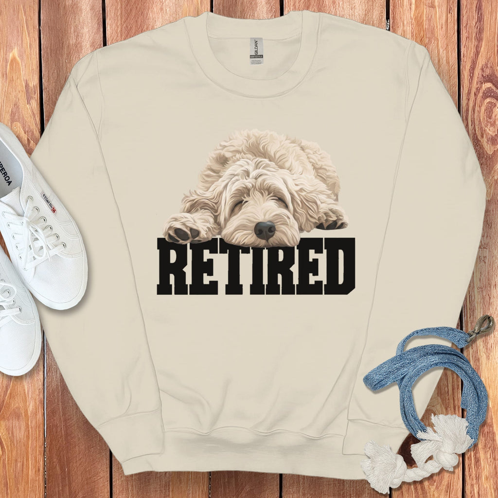 Retired Sleeping Cream Goldendoodle Sweatshirt in Sand / S by Puppy Jo