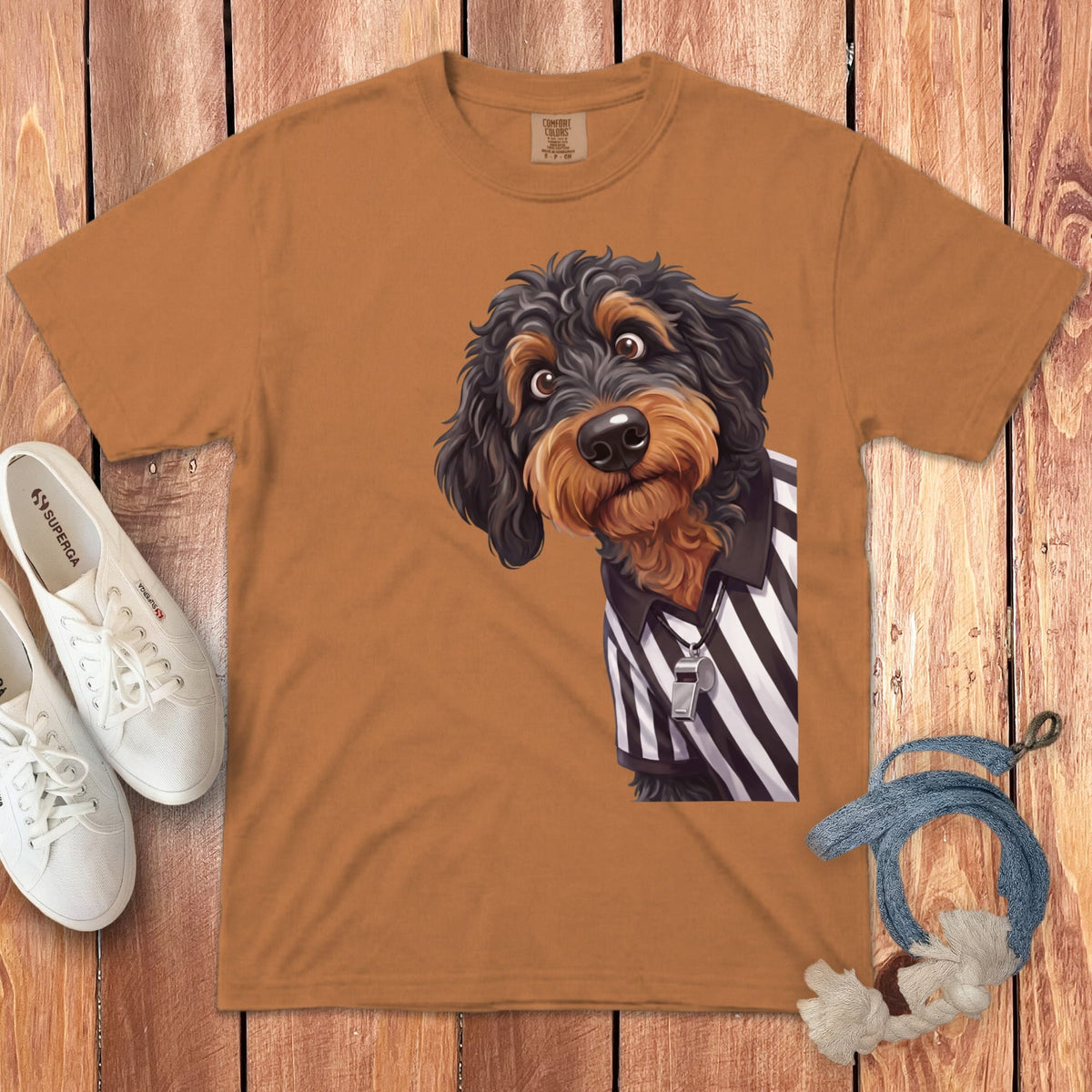 Phantom Goldendoodle Football Referee Signature T-Shirt in Yam / S by Puppy Jo