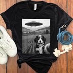 UFO Encounter with Dog Black T-Shirt for Sale