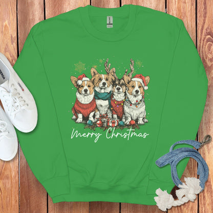 Merry Christmas Corgi Dogs Holiday Season Sweatshirt