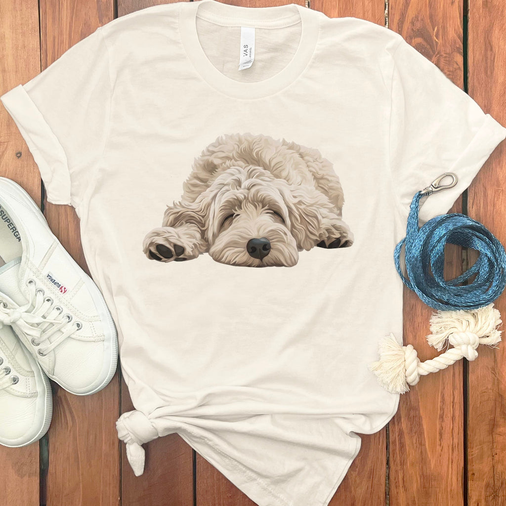 Cream Goldendoodle Snoozing T-Shirt in Natural / S by Puppy Jo
