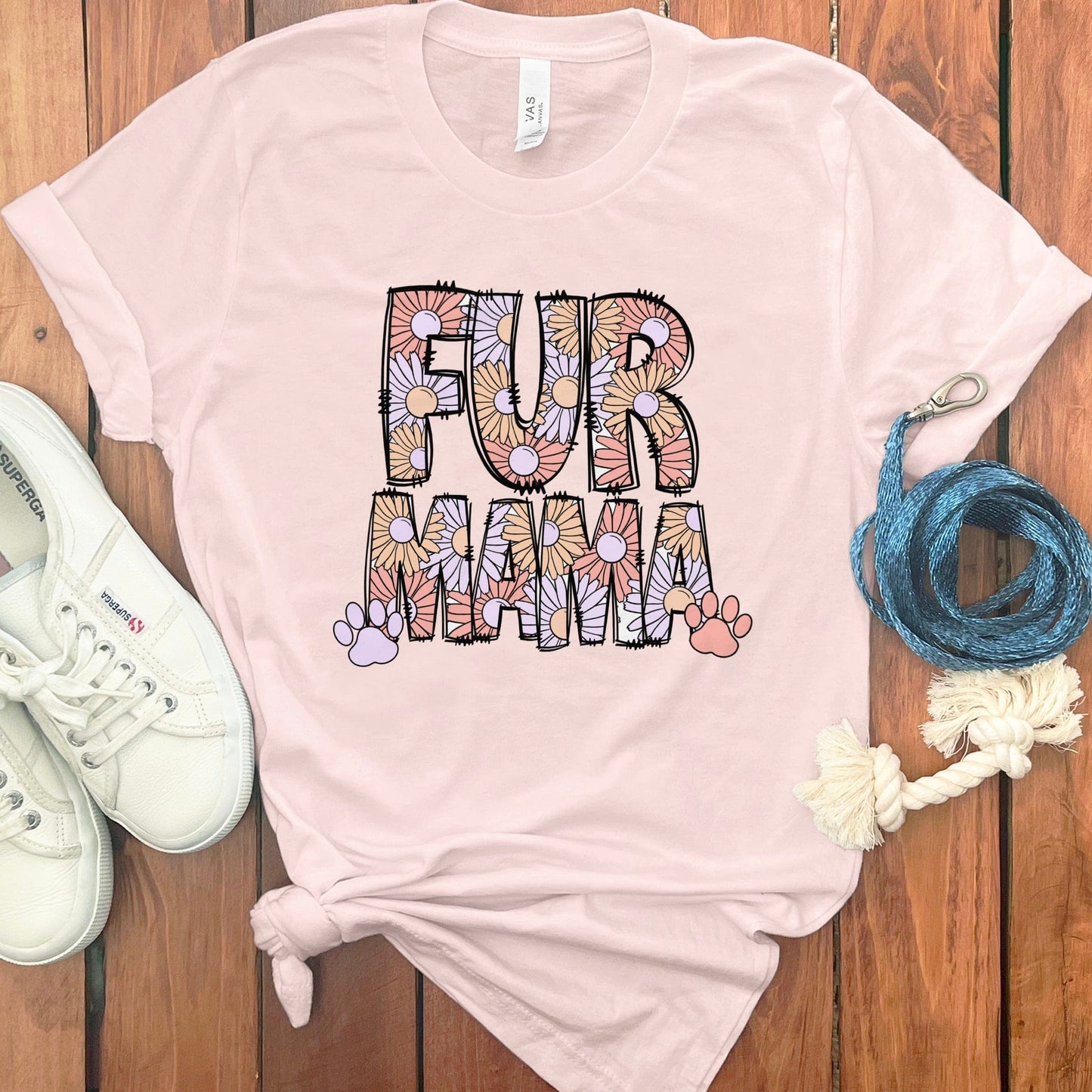 Colorful Fur Mama Lettering Paw T-Shirt product type