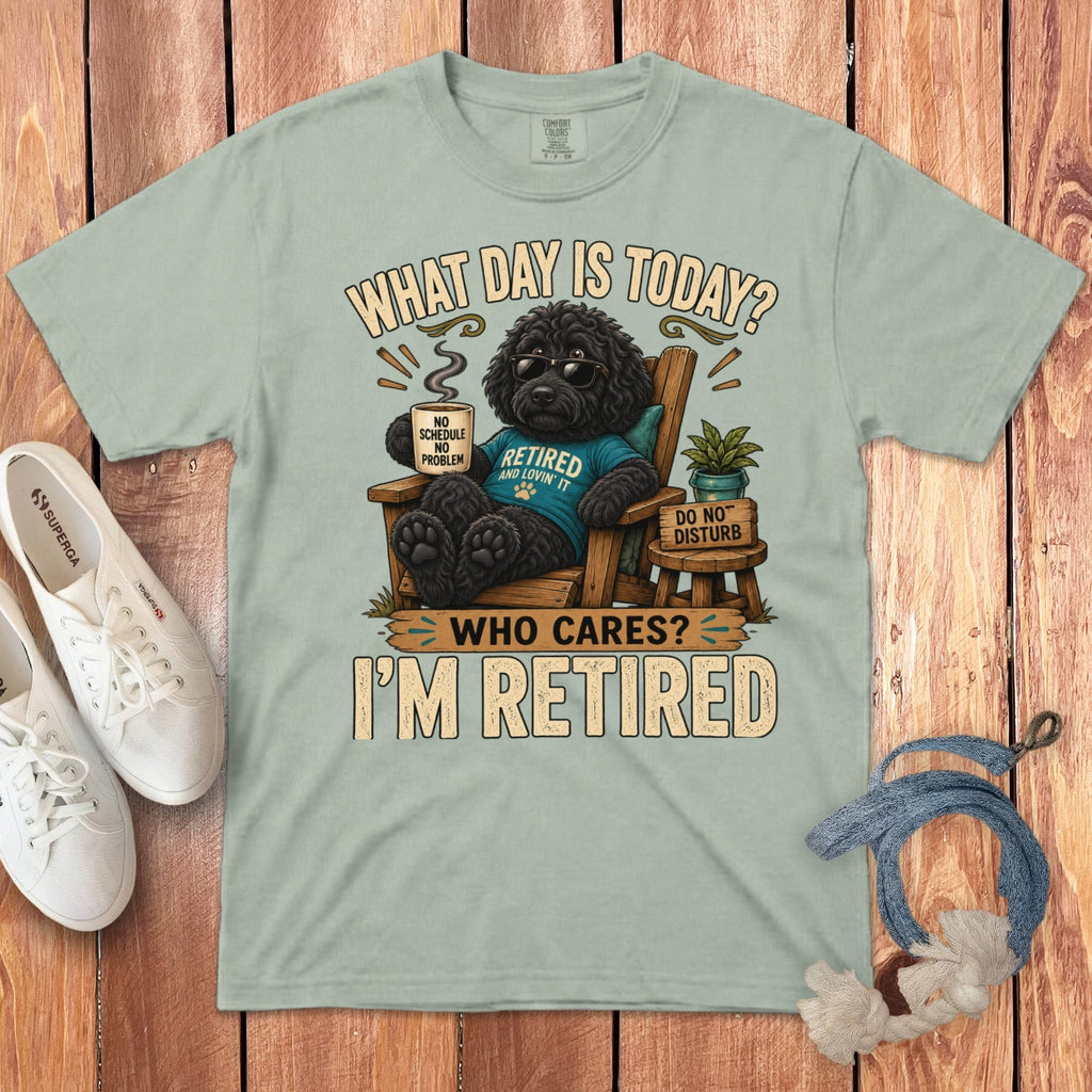I'm Retired Black Goldendoodle Signature T-Shirt in Bay / S by Puppy Jo