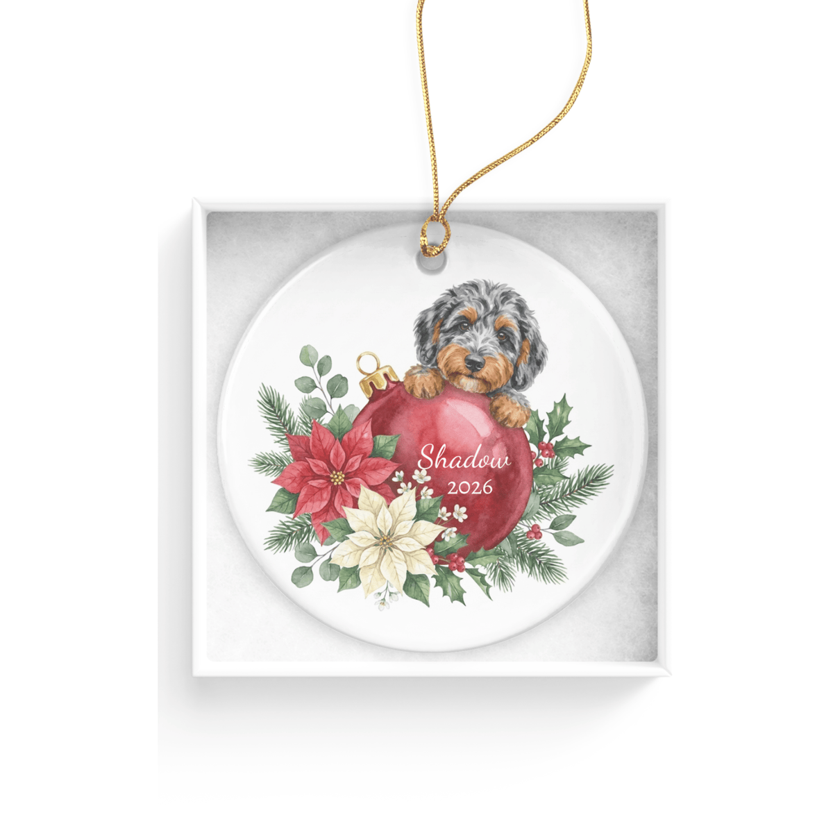 First Christmas Aussiedoodle Ornament in by AnywherePOD