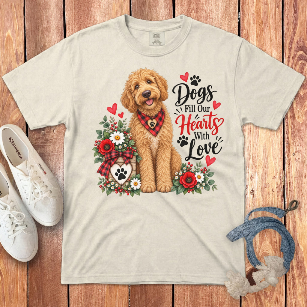 Apricot Goldendoodle Hearts Love Signature T-Shirt