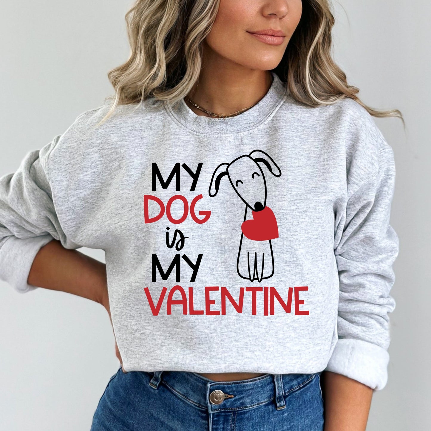 My Dog Is My Valentine Sweatshirt - PuppyJo Sweatshirt S / Ash