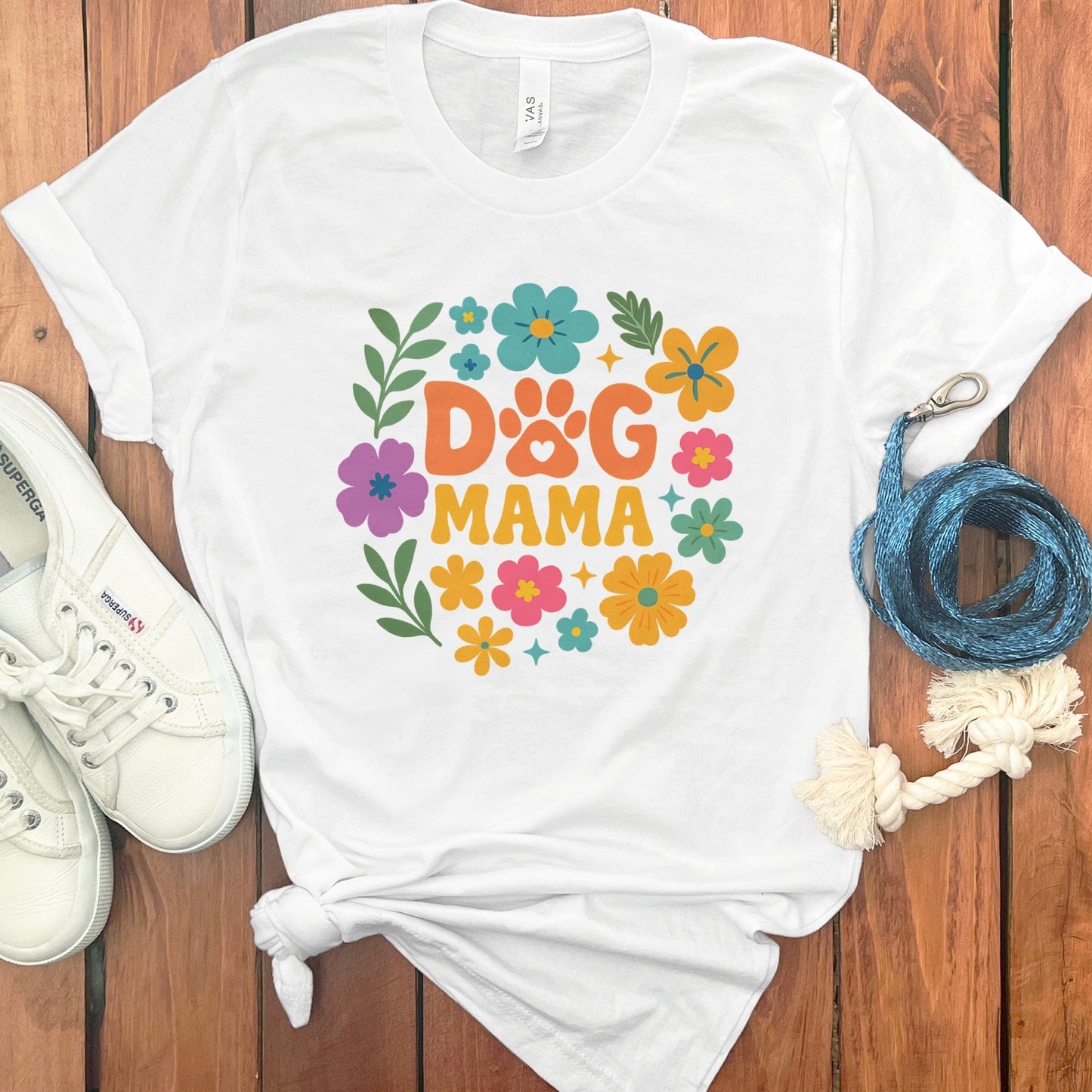 Colorful Dog Mama Floral Design T-Shirt product