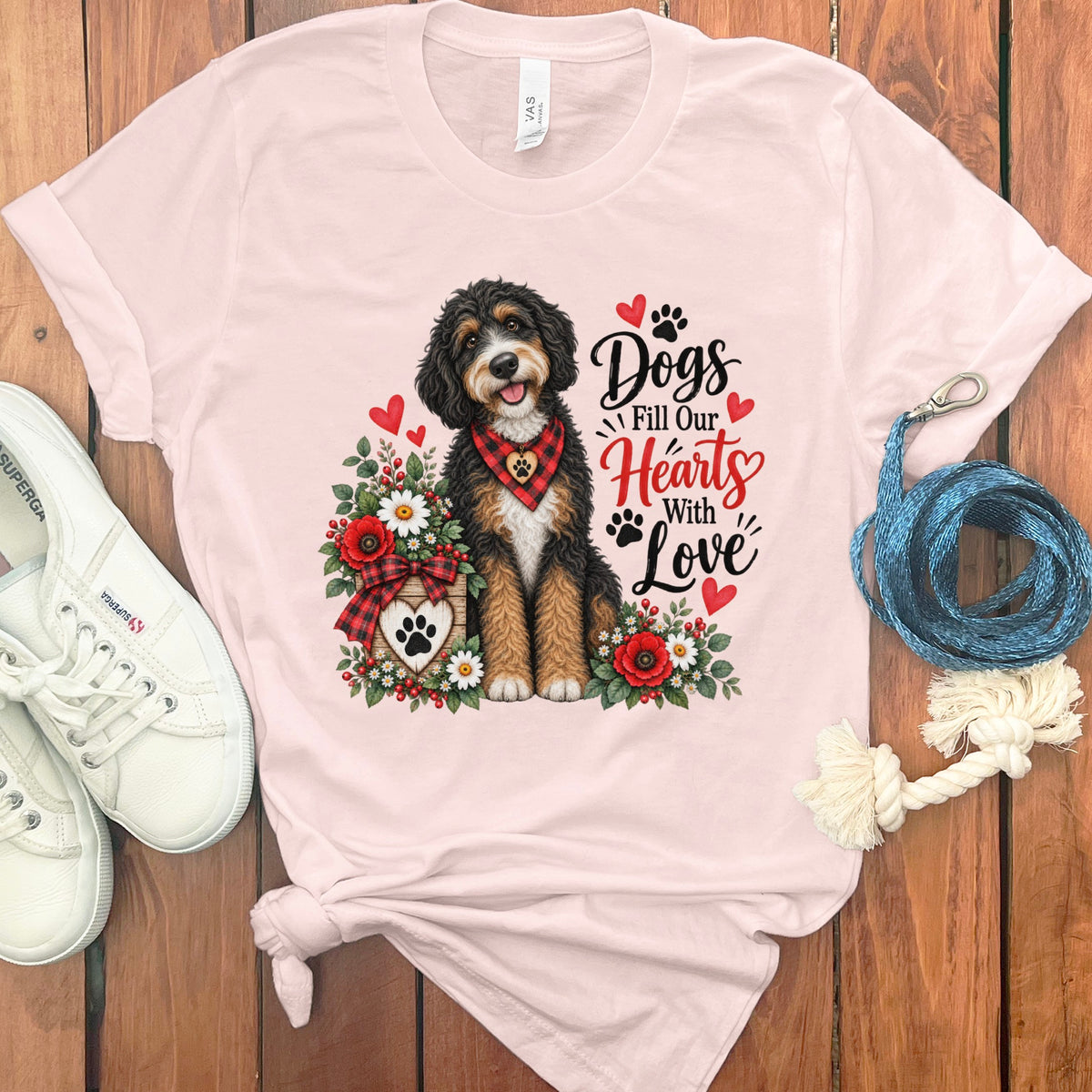 Bernedoodle Hearts Love T-Shirt