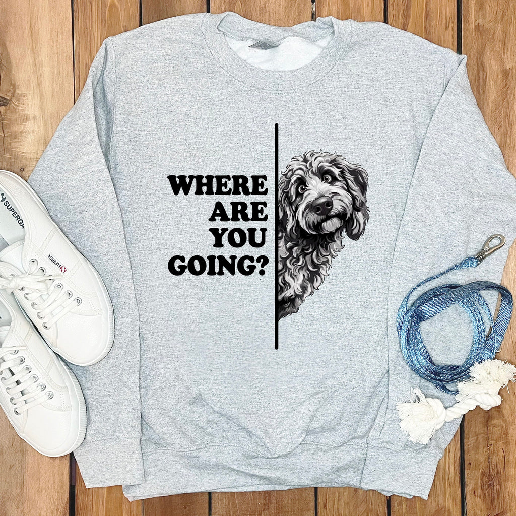 Where Going Merle Goldendoodle Sweatshirt in Sport Grey / S by Puppy Jo