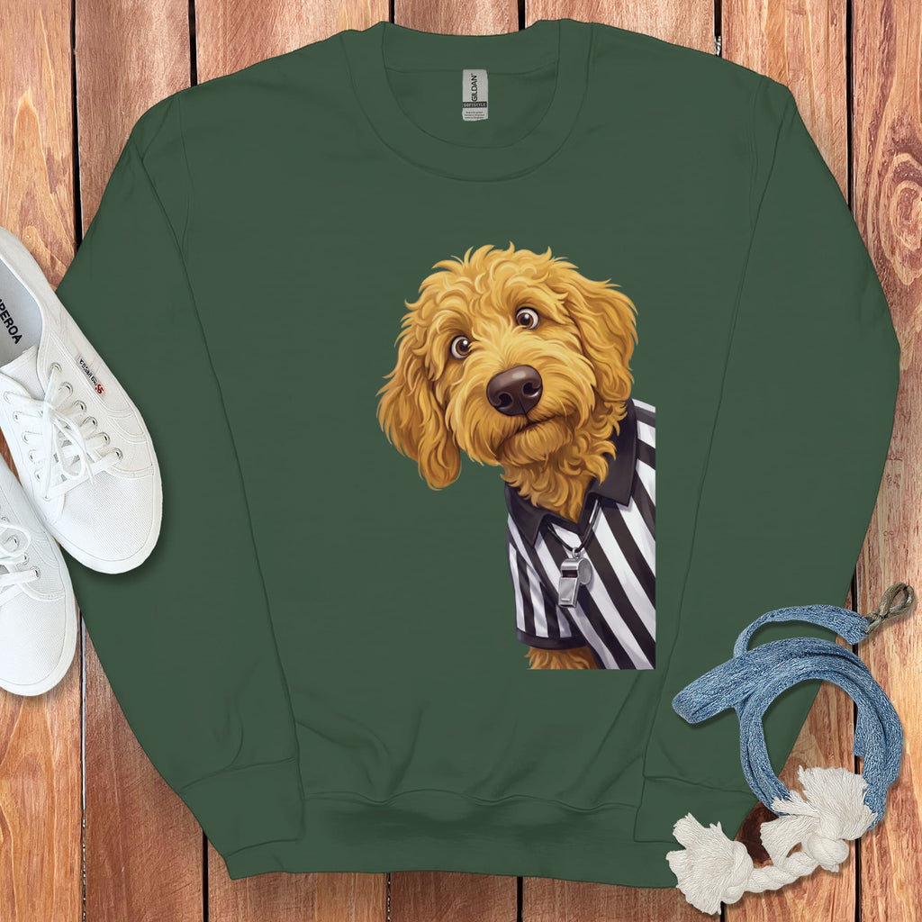Golden Goldendoodle Football Referee Sweatshirt in Forest Green / S by Puppy Jo