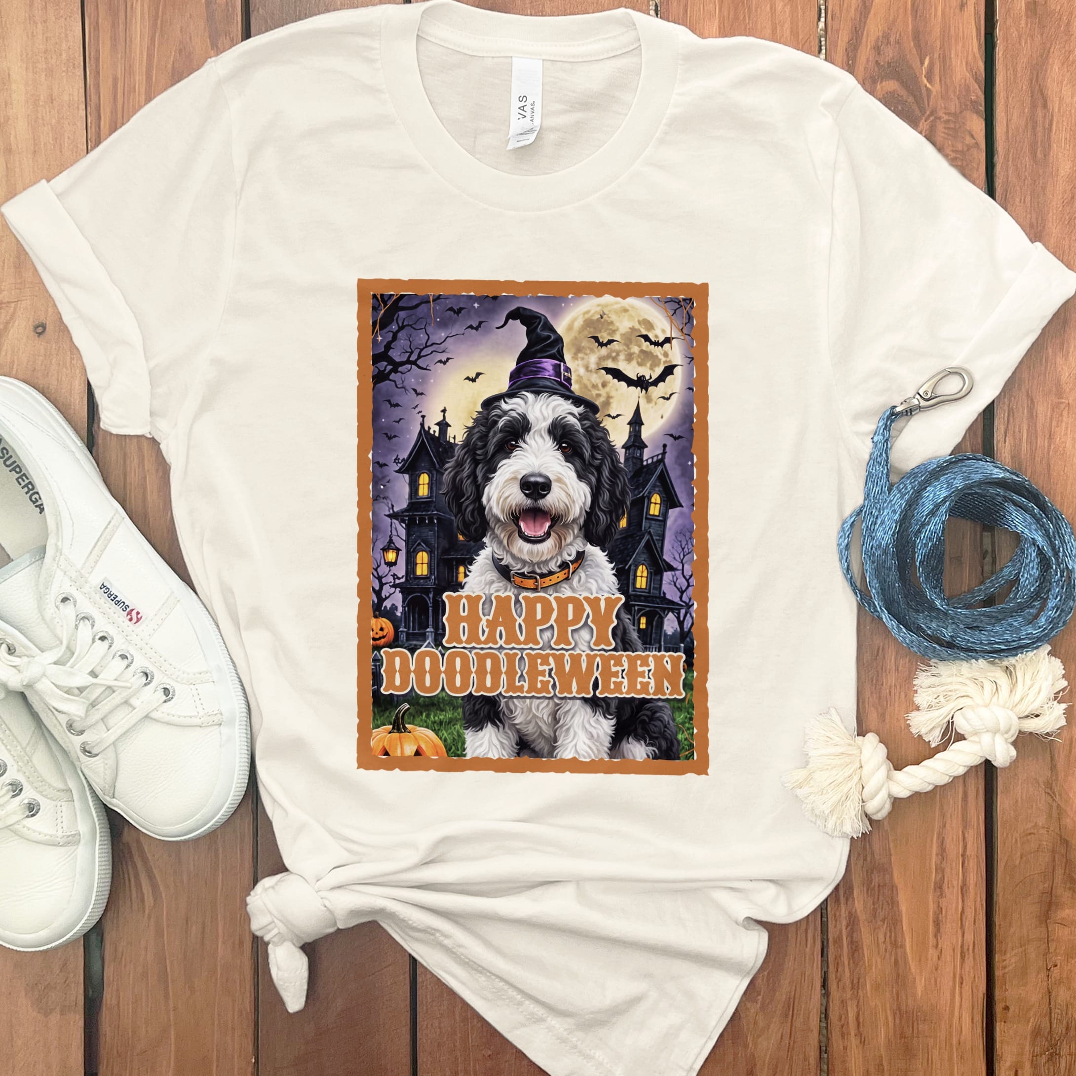 Sheepadoodle Happy Doodleween T-Shirt in Natural / M by Puppy Jo