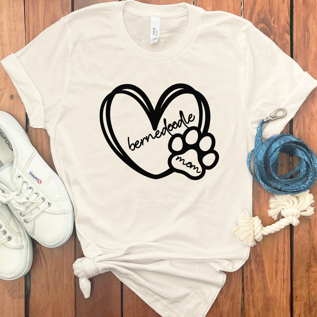 Bernedoodle Mom Heart and Paw Graphic Shirt
