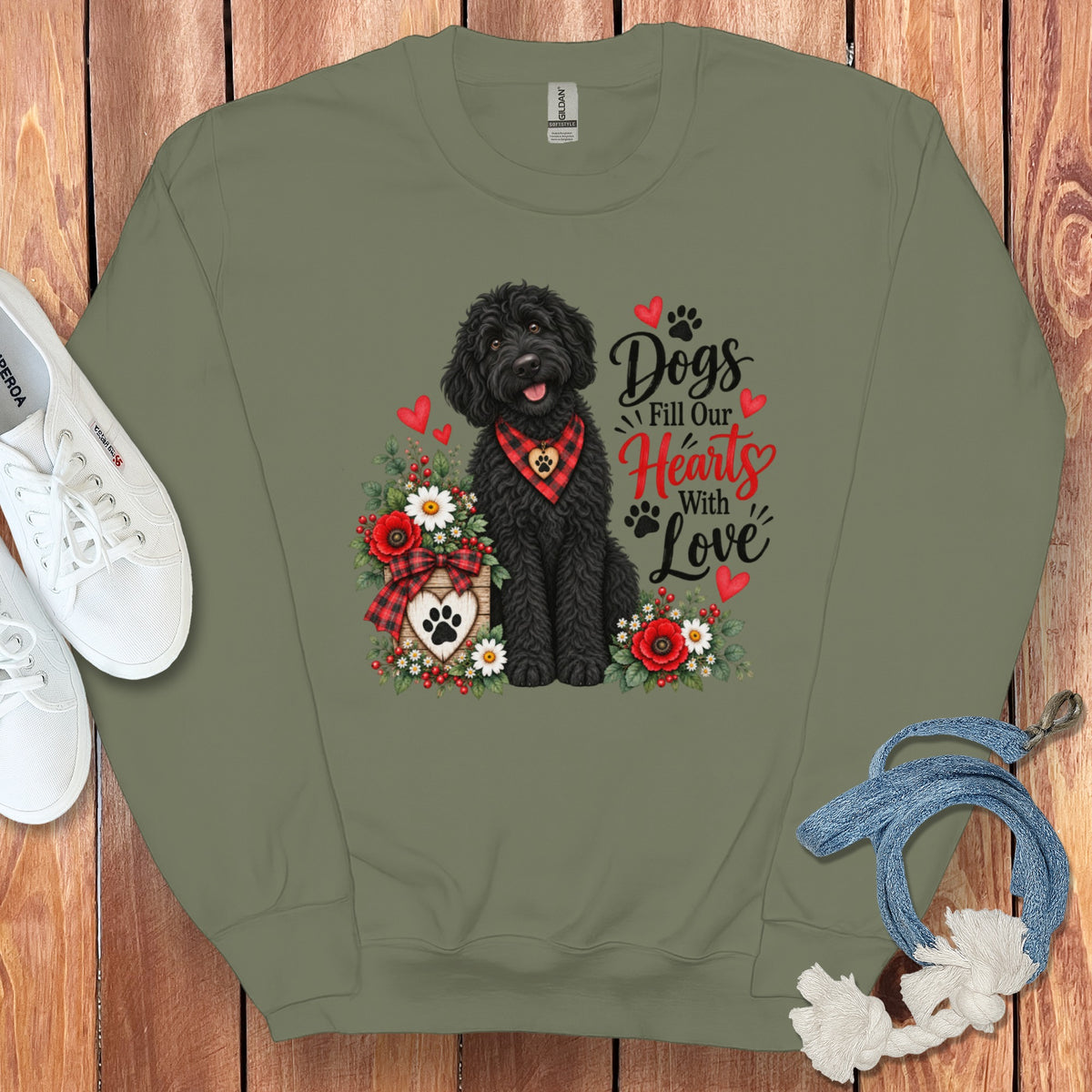 Black Goldendoodle Hearts Love Sweatshirt