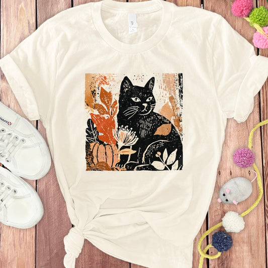 Vibrant Artistic Cat Graphic Boho Style T-shirt Product