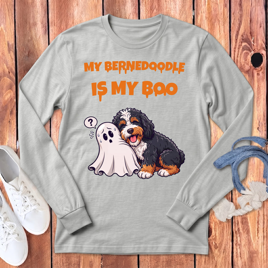 Bernedoodle My Boo Long Sleeve T-Shirt in Athletic Heather / S by Puppy Jo