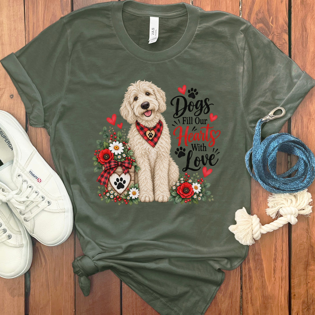 Cream Goldendoodle Hearts Love T-Shirt