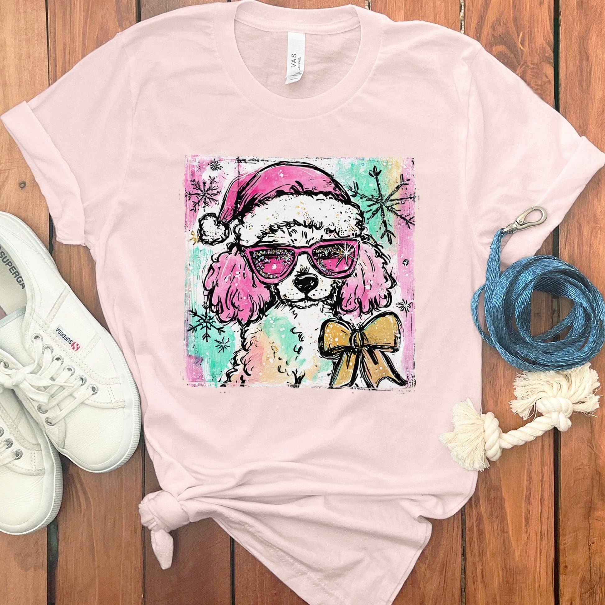 Cool Santa Dog with Sunglasses Graphic T-shirt product type