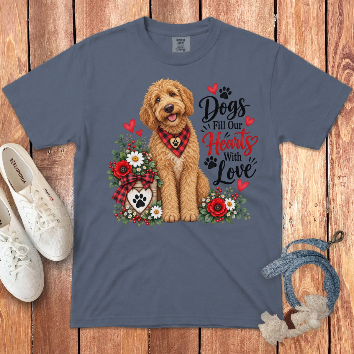 Apricot Goldendoodle Hearts Love Signature T-Shirt