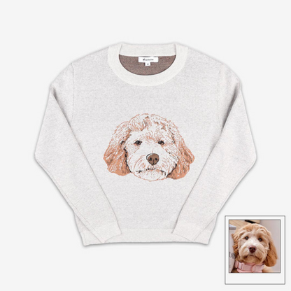 Knitted Personalized Pet Sweater from Photo - PuppyJo Sweater Bone / XS