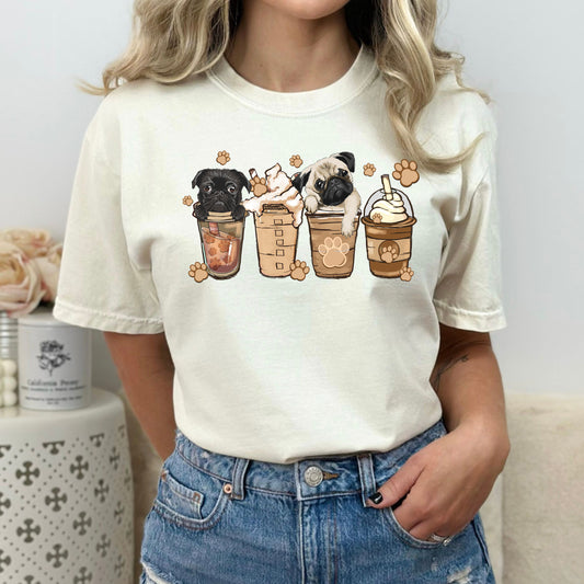 Women's Comfort Colors Pug in A Coffee Cup T-Shirt
