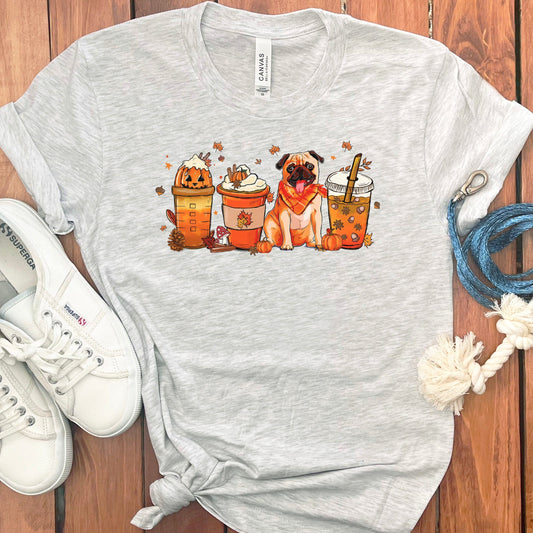 Pumpkin Coffee Pug T-Shirt