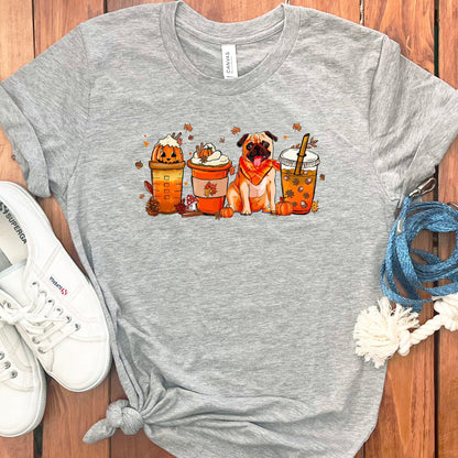 Pumpkin Coffee Pug T-Shirt