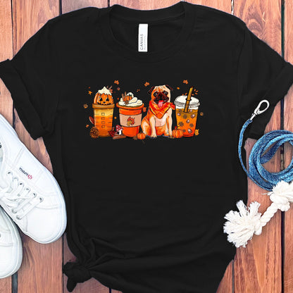 Pumpkin Coffee Pug T-Shirt