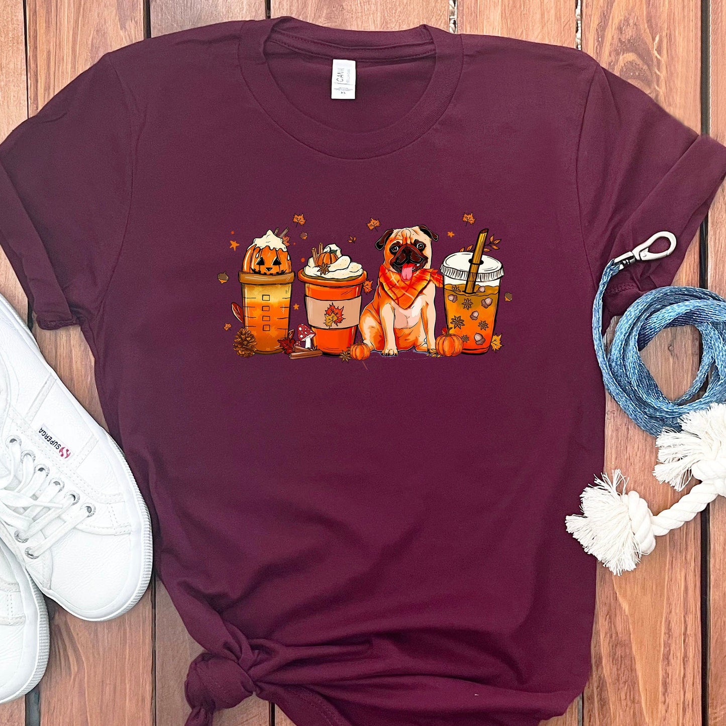 Pumpkin Coffee Pug T-Shirt