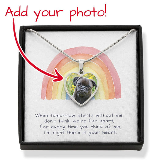 CUSTOM PET PHOTO HEART NECKLACE - RAINBOW BRIDGE