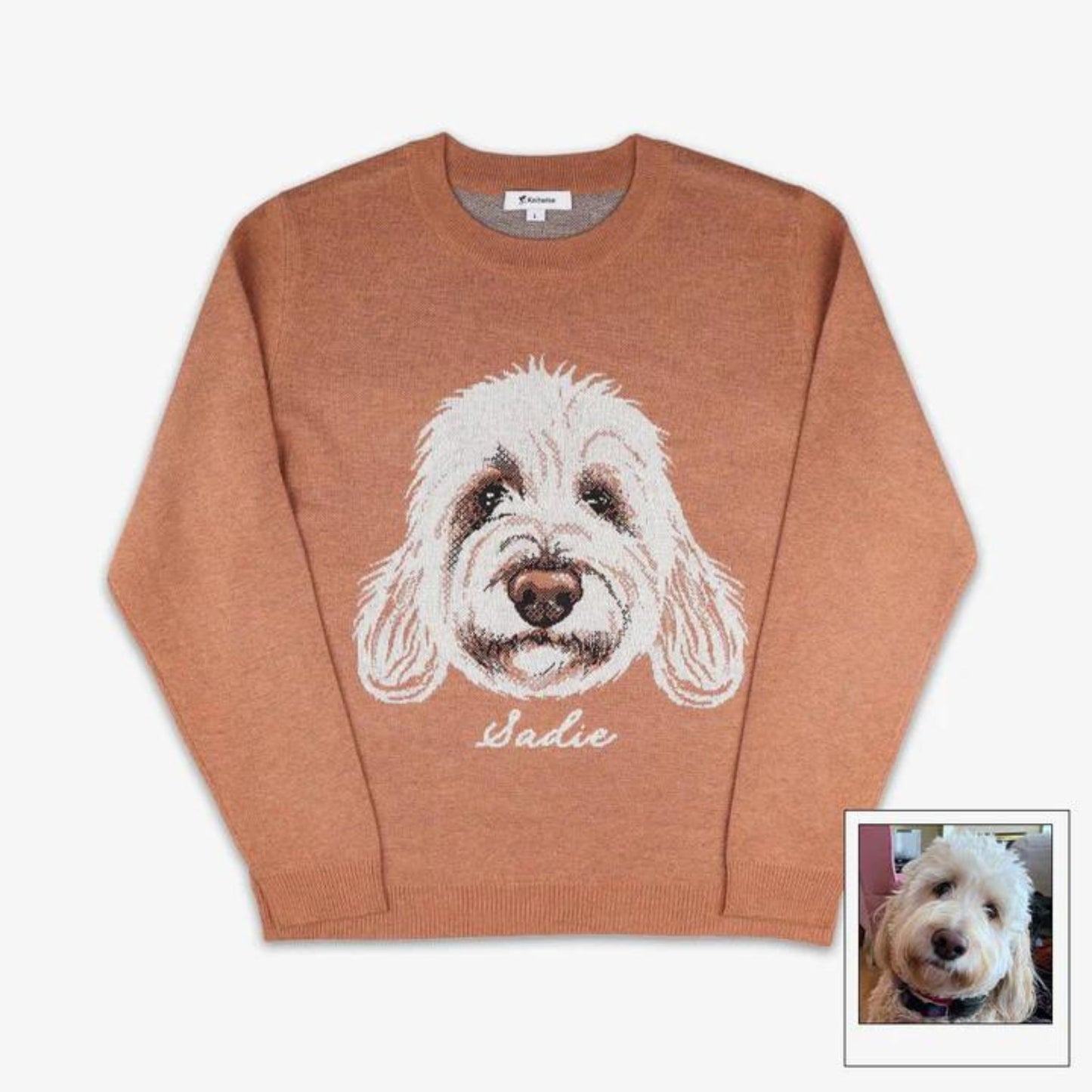 Knitted Personalized Pet Sweater from Photo - PuppyJo Sweater Rust / XS