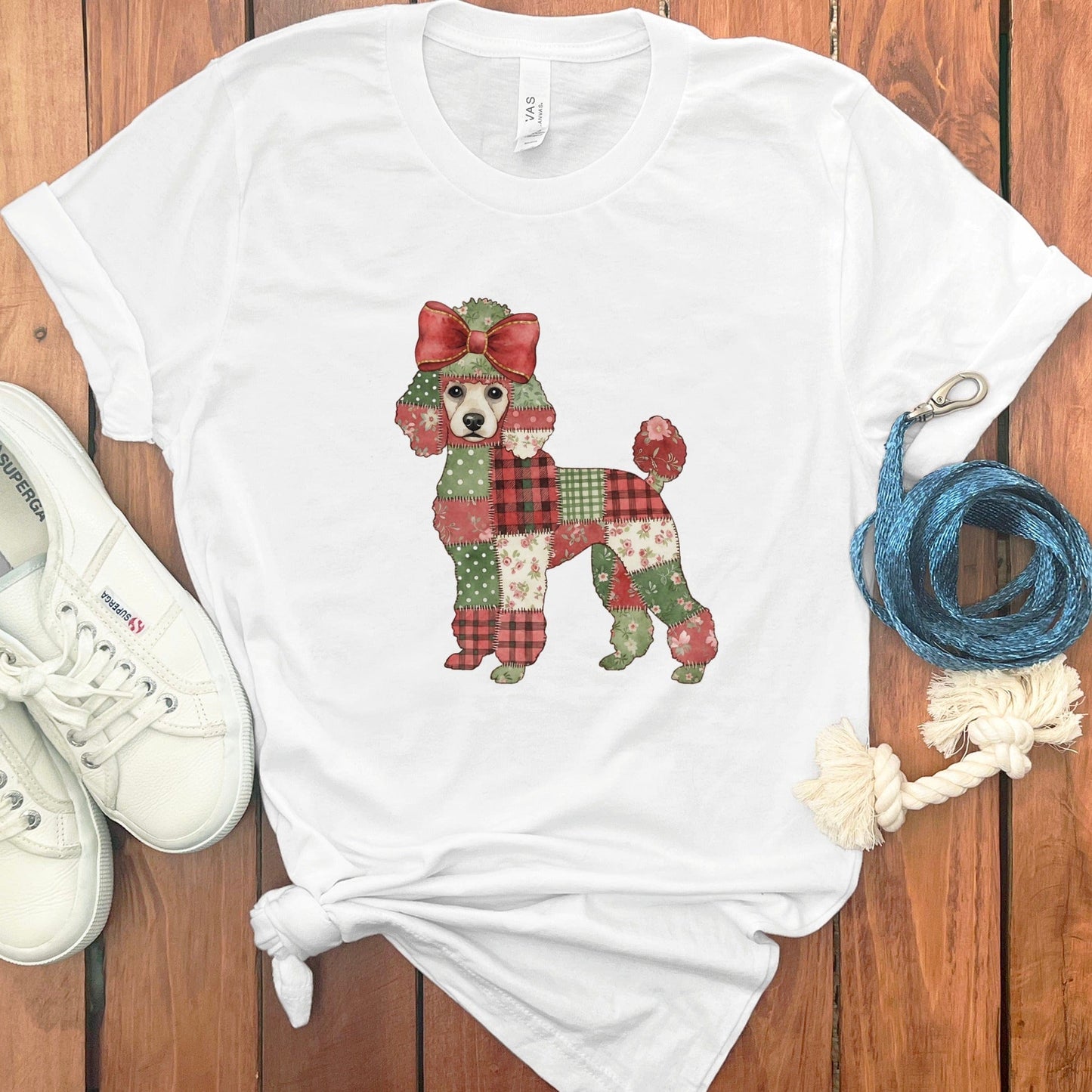 Festive Plaid Patchwork Dog Graphic Short Sleeve Shirt product