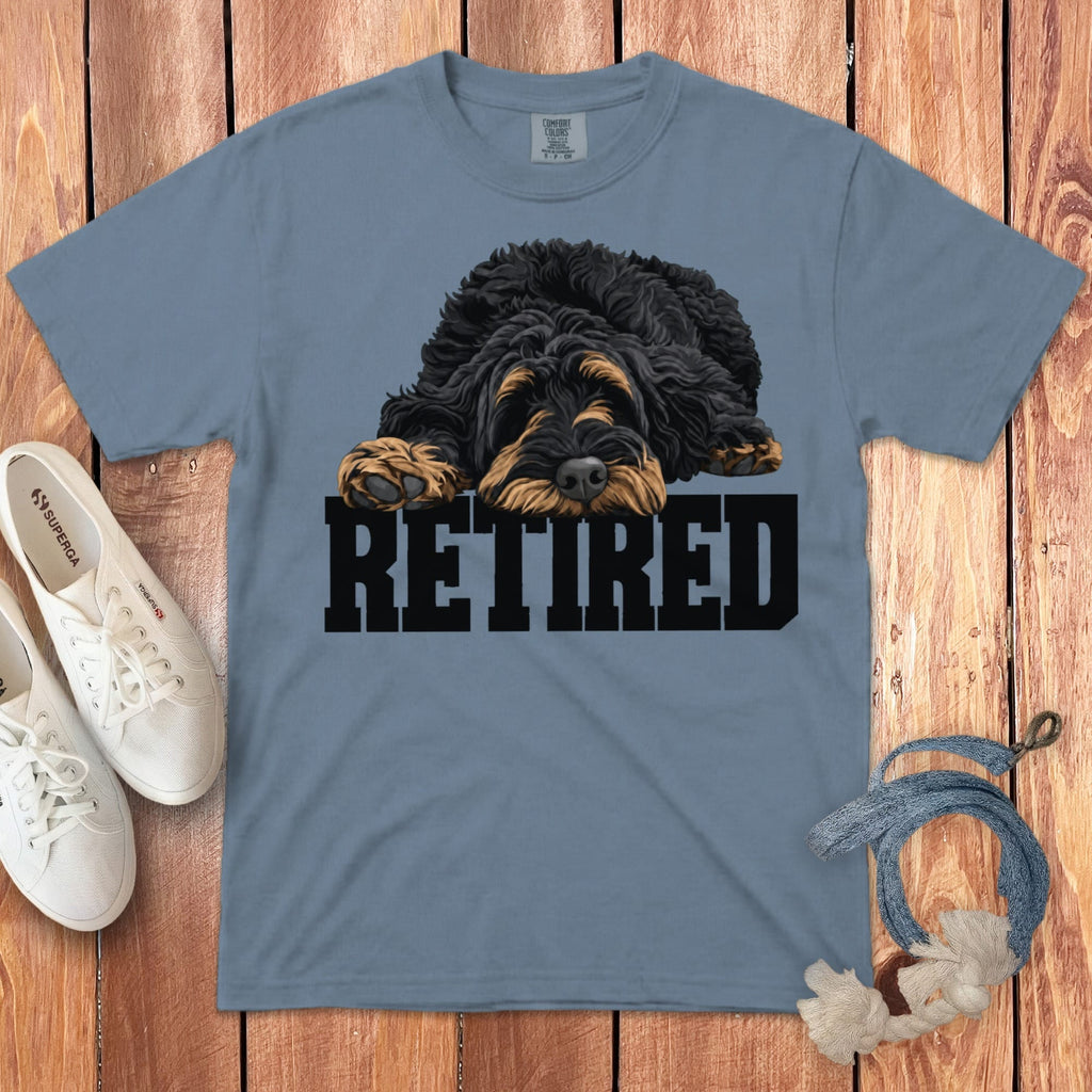 Retired Sleeping Phantom Goldendoodle Signature T-Shirt in Blue Jean / S by Puppy Jo