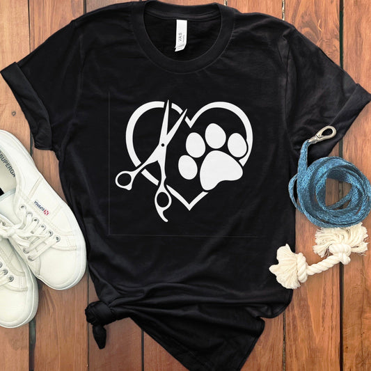 Heart Scissors with Paw Graphic Design T-shirt product type