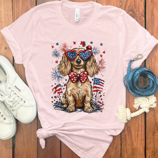 Patriotic Dog Fireworks Graphic T-Shirt product type