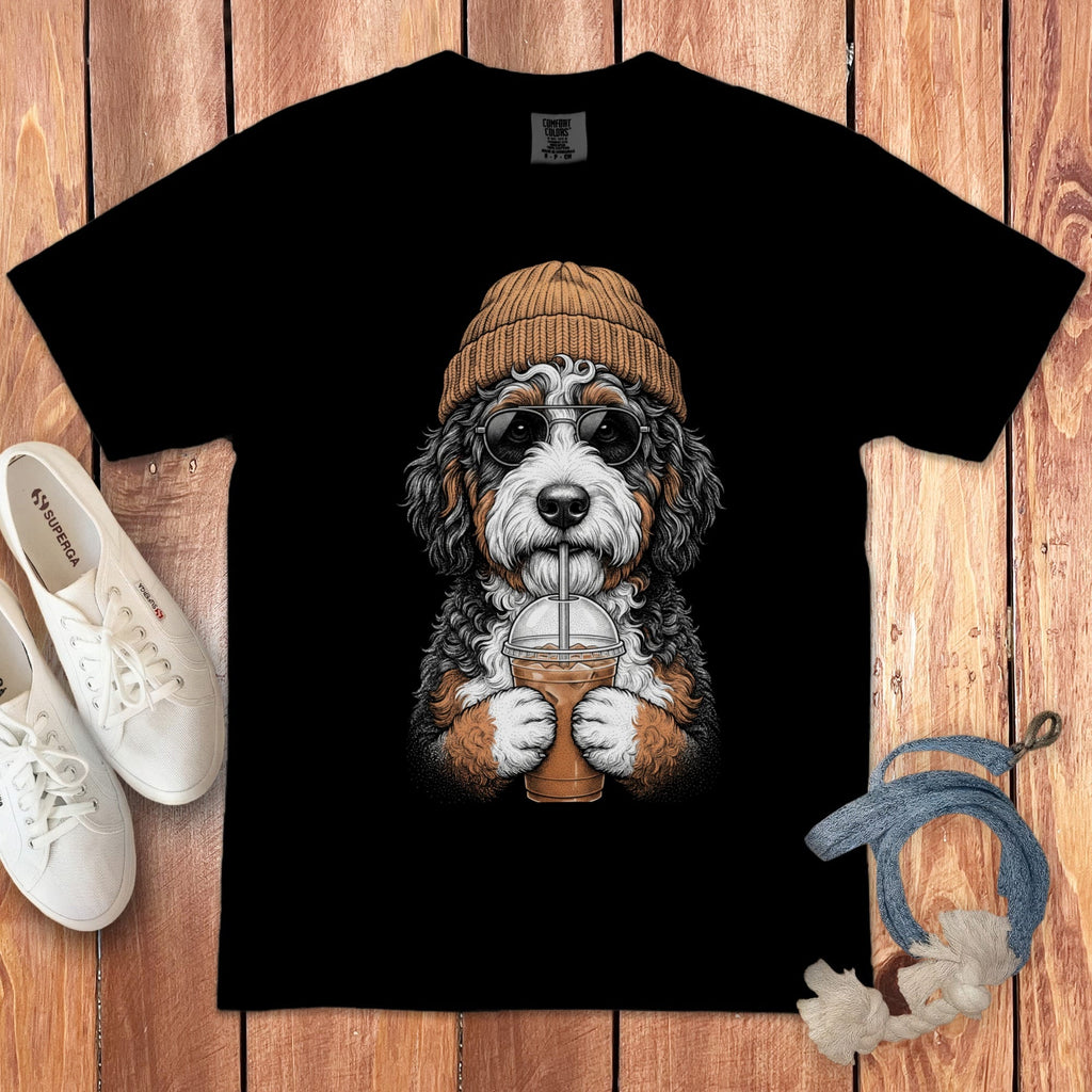 Bernedoodle Ice Latte Signature T-Shirt in Black / S by Puppy Jo